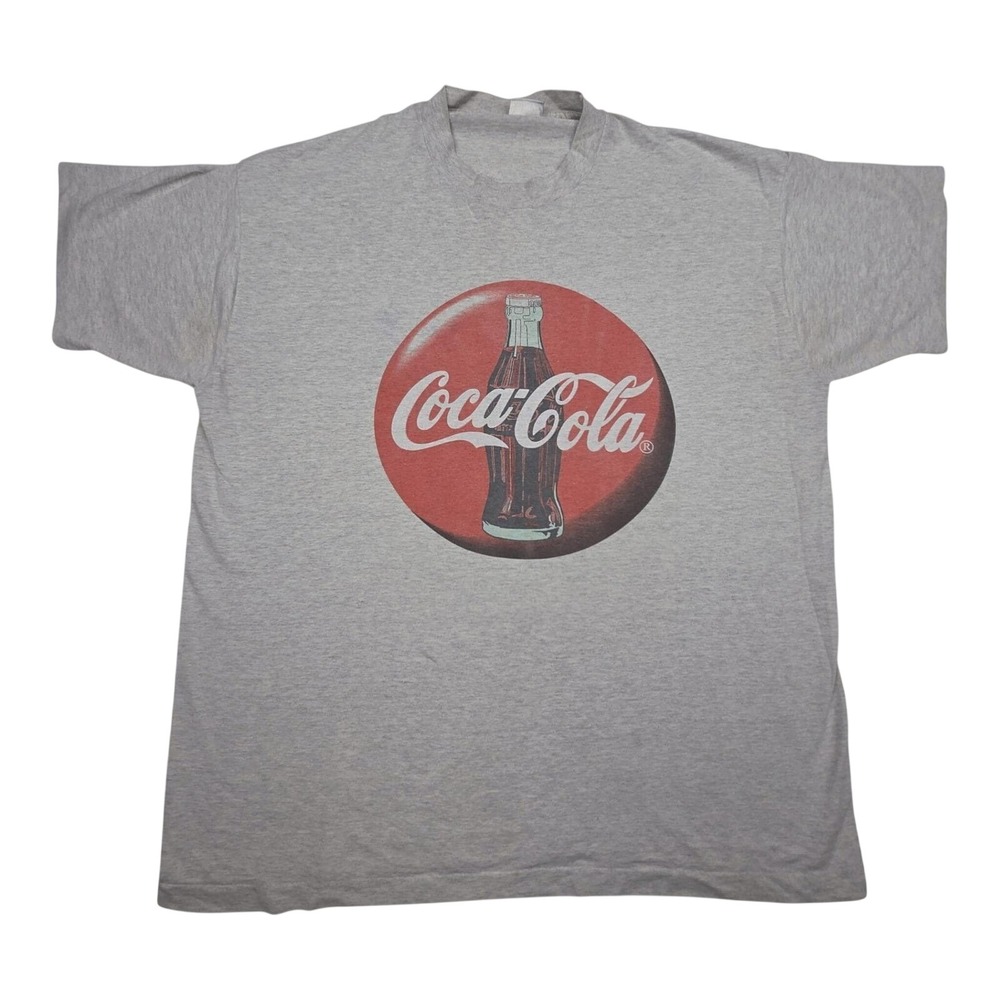 Vintage 90s Single Stitch Fruit of the Loom Best Coca-Cola T Shirt XL Gray USA